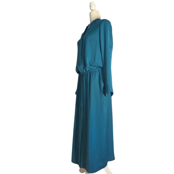 Vince Long Sleeve Maxi Modern Shirt Dress Teal Blue - Picture 6 of 14
